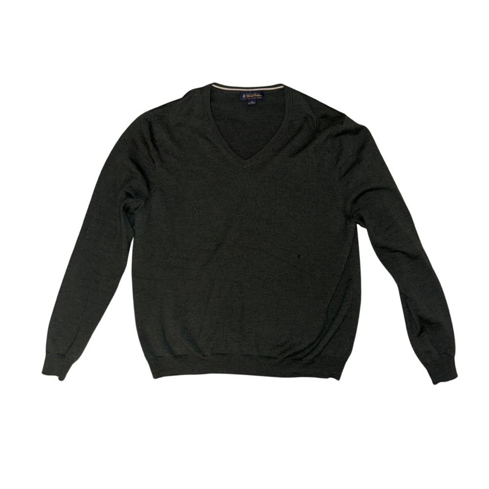 Hunter Green Brooks Brothers Merino V-Neck Sweater